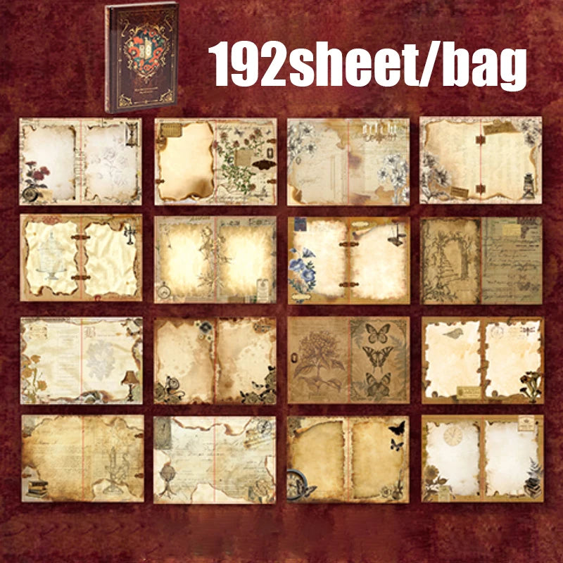 Vintage Gold-Foil Notebook Set — 192 Sheets Aesthetic Journaling Paper