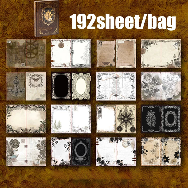 Vintage Gold-Foil Notebook Set — 192 Sheets Aesthetic Journaling Paper