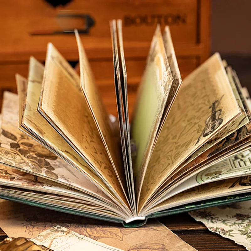 Vintage Gold-Foil Notebook Set — 192 Sheets Aesthetic Journaling Paper