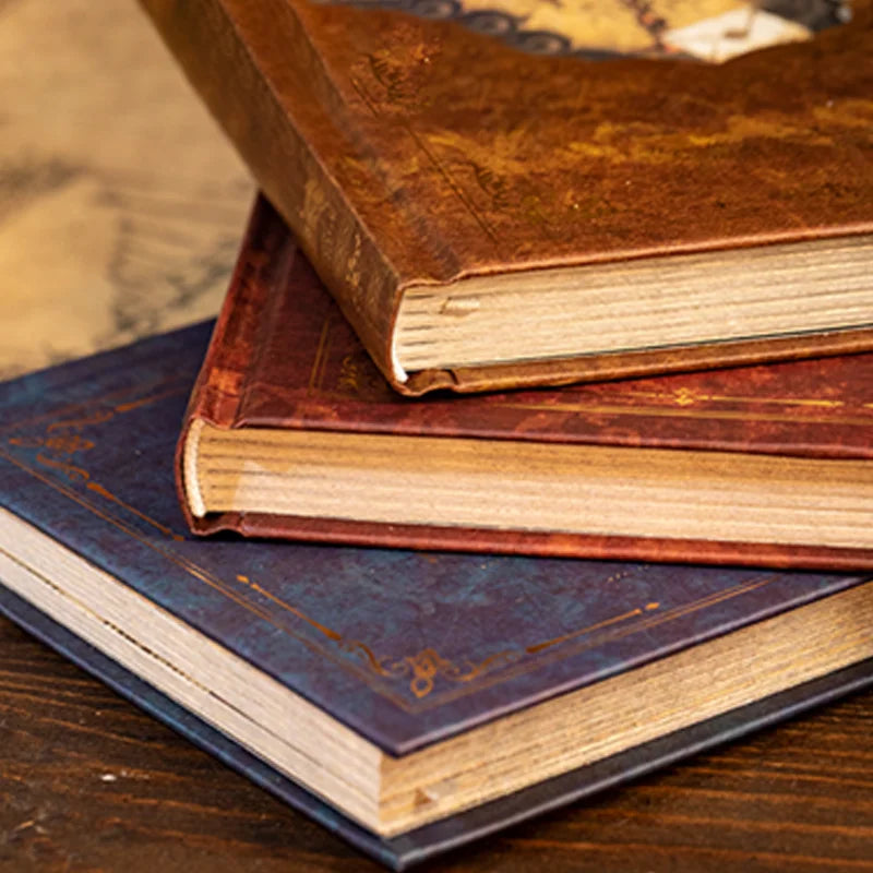 Vintage Gold-Foil Notebook Set — 192 Sheets Aesthetic Journaling Paper