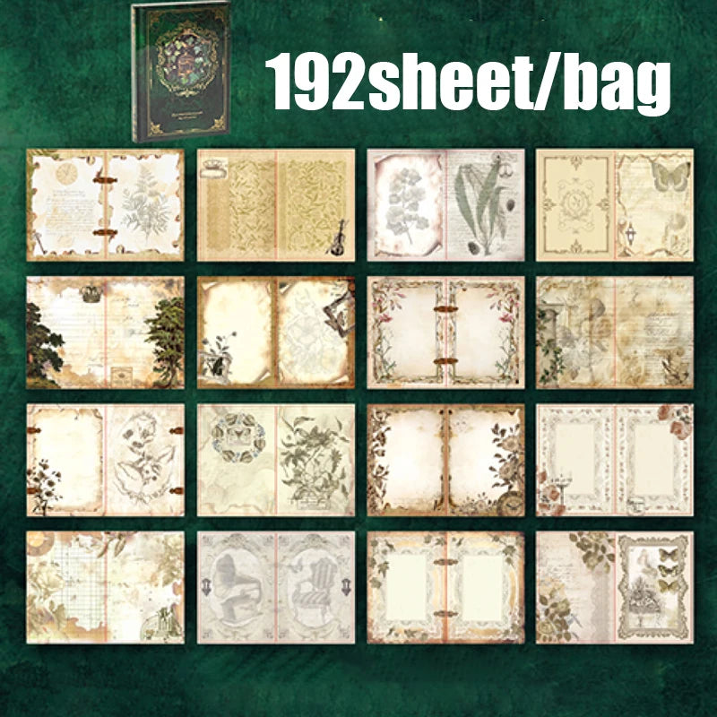 Vintage Gold-Foil Notebook Set — 192 Sheets Aesthetic Journaling Paper