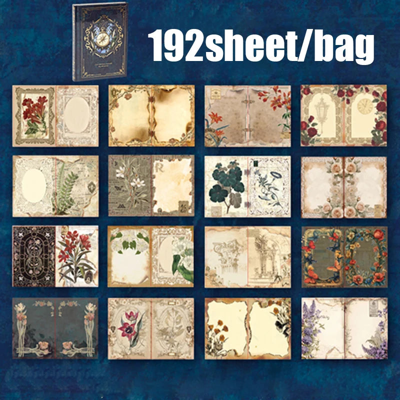 Vintage Gold-Foil Notebook Set — 192 Sheets Aesthetic Journaling Paper
