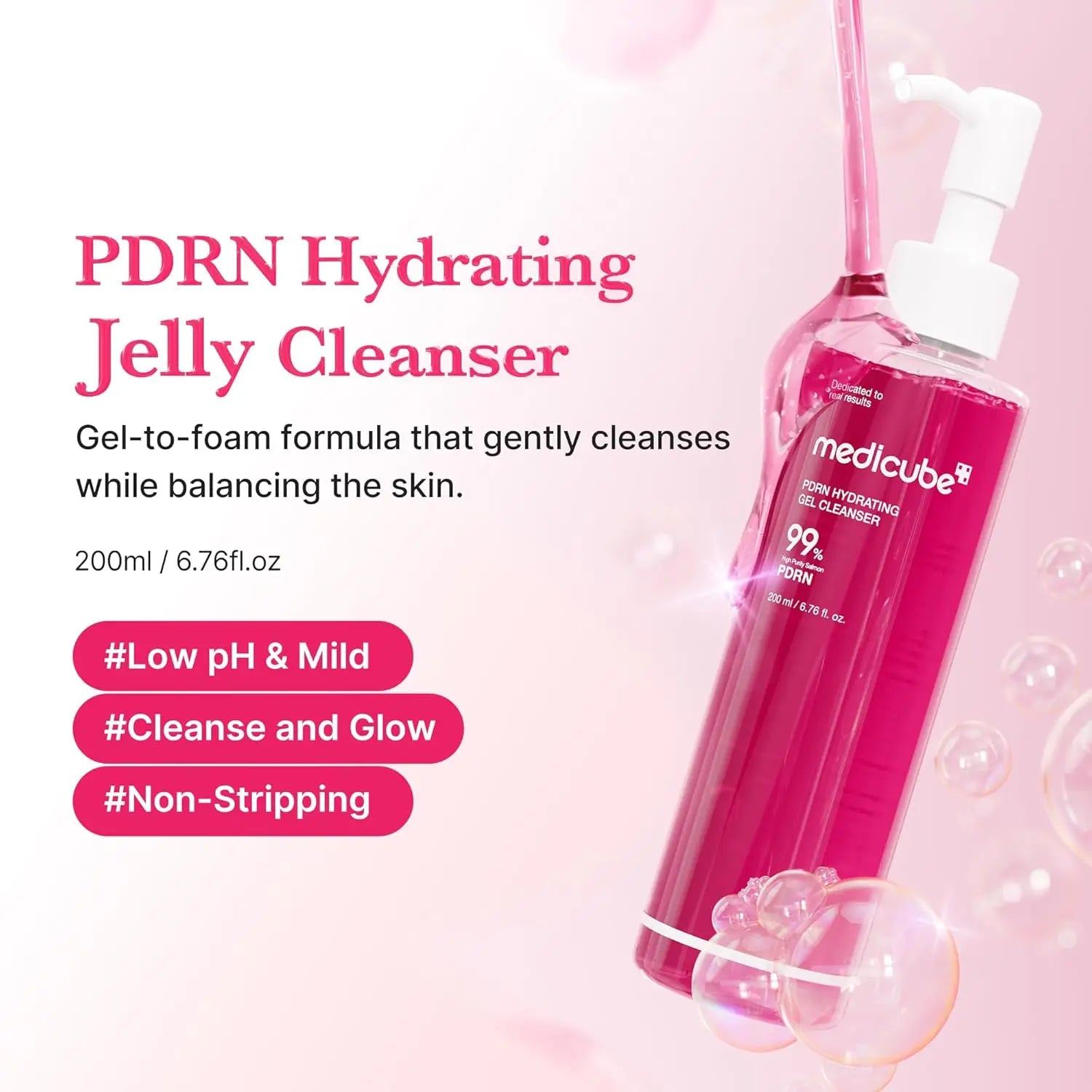 Medicube Jelly-to-Foam Cleanser Low pH Hydrating Daily Face Wash All Skin Types Korean Skincare