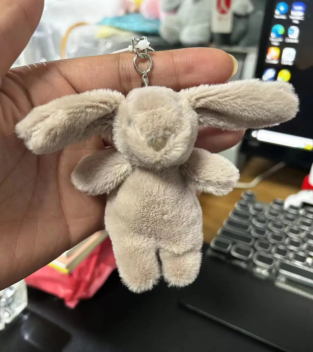 Fluffy Bunny Pom-Pom Keychain — Cute Plush Bag Charm for Girls