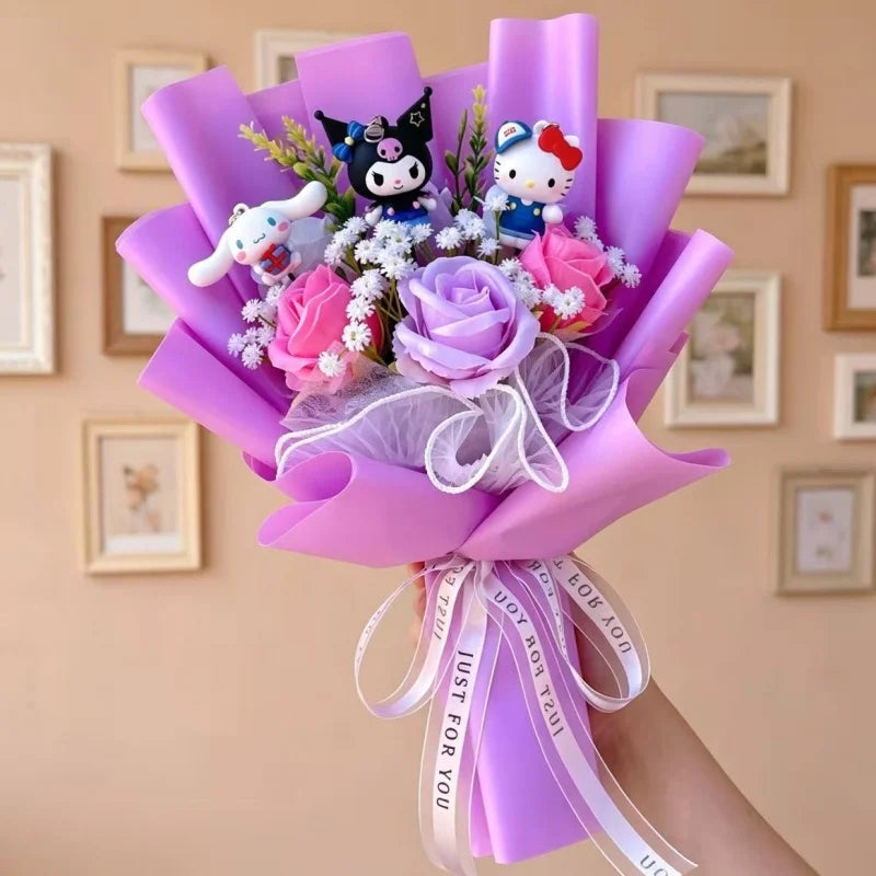Sanrio Hello Kitty Flower Bouquet — Cute Artificial Rose Gift Bouquet