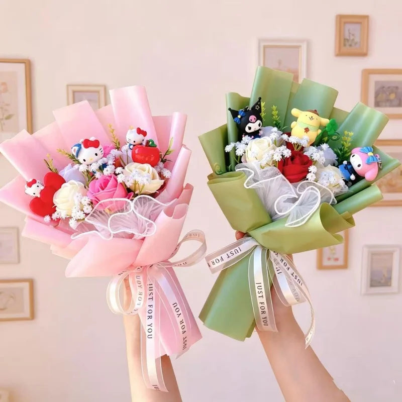 Sanrio Hello Kitty Flower Bouquet — Cute Artificial Rose Gift Bouquet