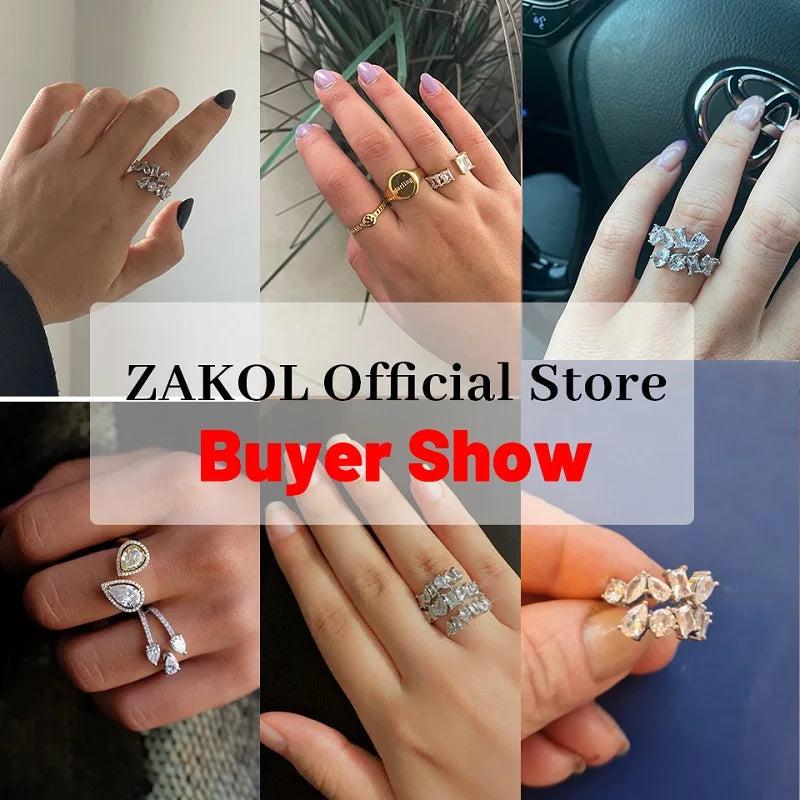 Yellow Zirconia Statement Ring — Sparkly CZ 3-Layer Adjustable Ring for Women