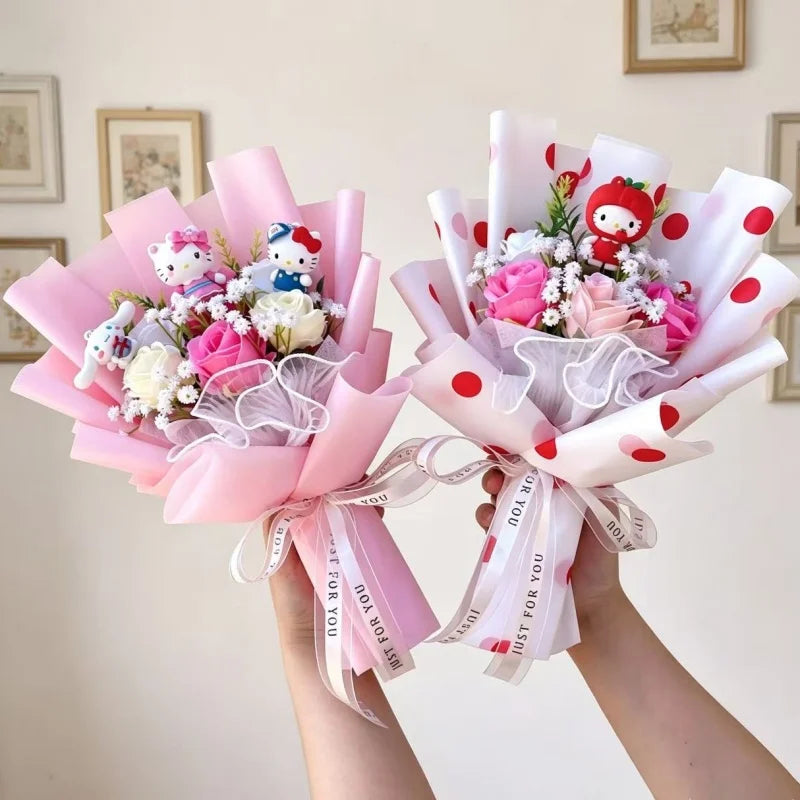 Sanrio Hello Kitty Flower Bouquet — Cute Artificial Rose Gift Bouquet