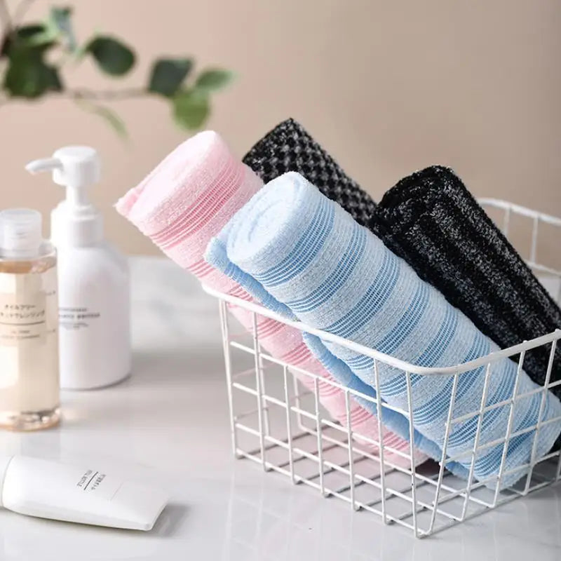 Japanese Exfoliating Bath Towel — Long Body Scrubber Washcloth for Smooth Skin