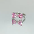 Sparkling Pink Zircon Ring — Dainty Y2K Heart & Star Ring for Women