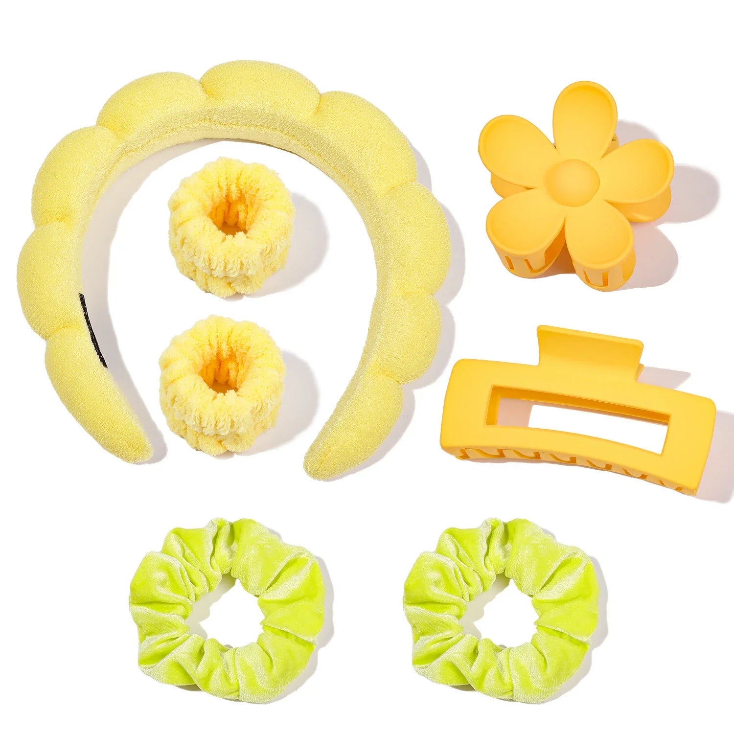 Spa Headband & Scrunchie Set (7-Piece) — Microfiber Makeup Wash Headband + Wrist Bands