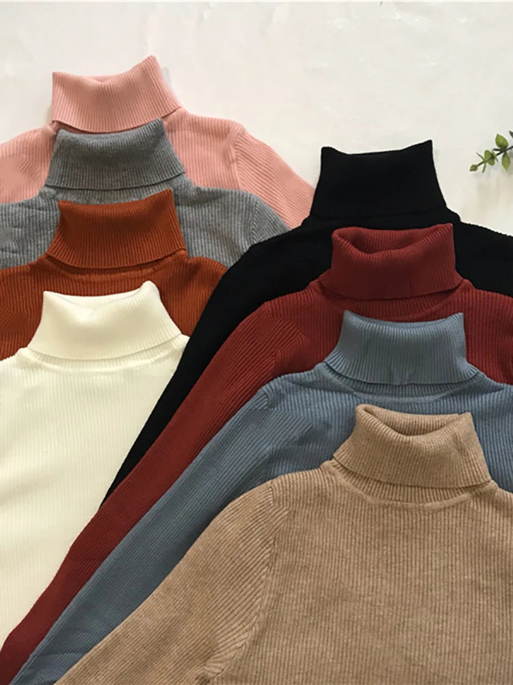 Slim Turtleneck Sweater — Soft Knit Pullover for Women, Fall & Winter