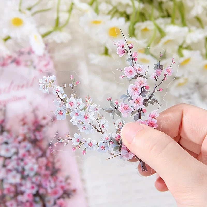 Vintage Flower Stickers — 30pc Waterproof PET Stickers for Journaling
