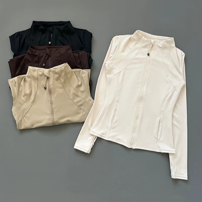 Quick-Dry Zip Yoga Jacket — Slim-Fit Breathable Running Top for Women