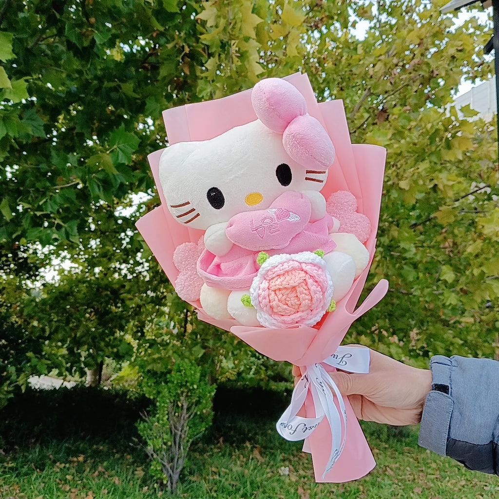 Hello Kitty Plush Rose Bouquet — Kawaii Sanrio Anime Flower Gift