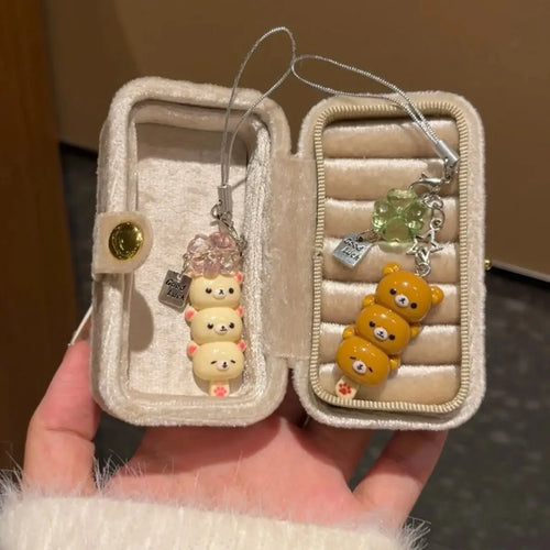 Cute Bear Phone Charm Keychain — Kawaii Bag Charm for Keys, AirPods & Phone