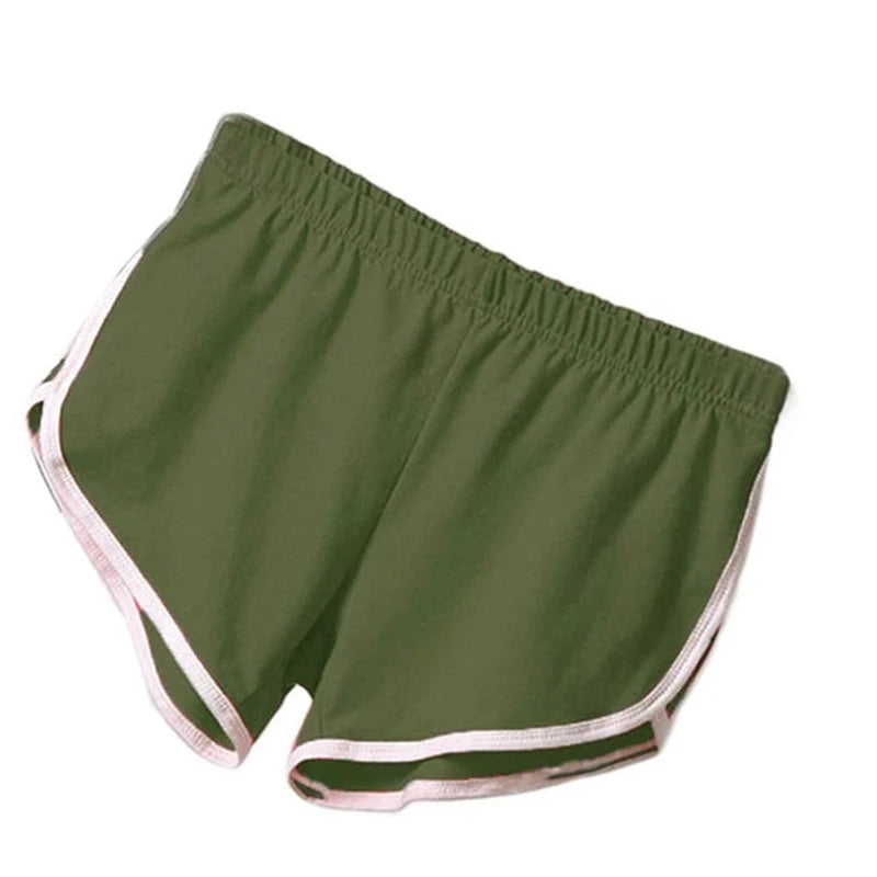 Candy-Color Sports Shorts — Elastic-Waist Casual Beach Shorts for Women