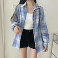 Plaid Flannel Shirt — Vintage Preppy Button-Up Blouse for Women