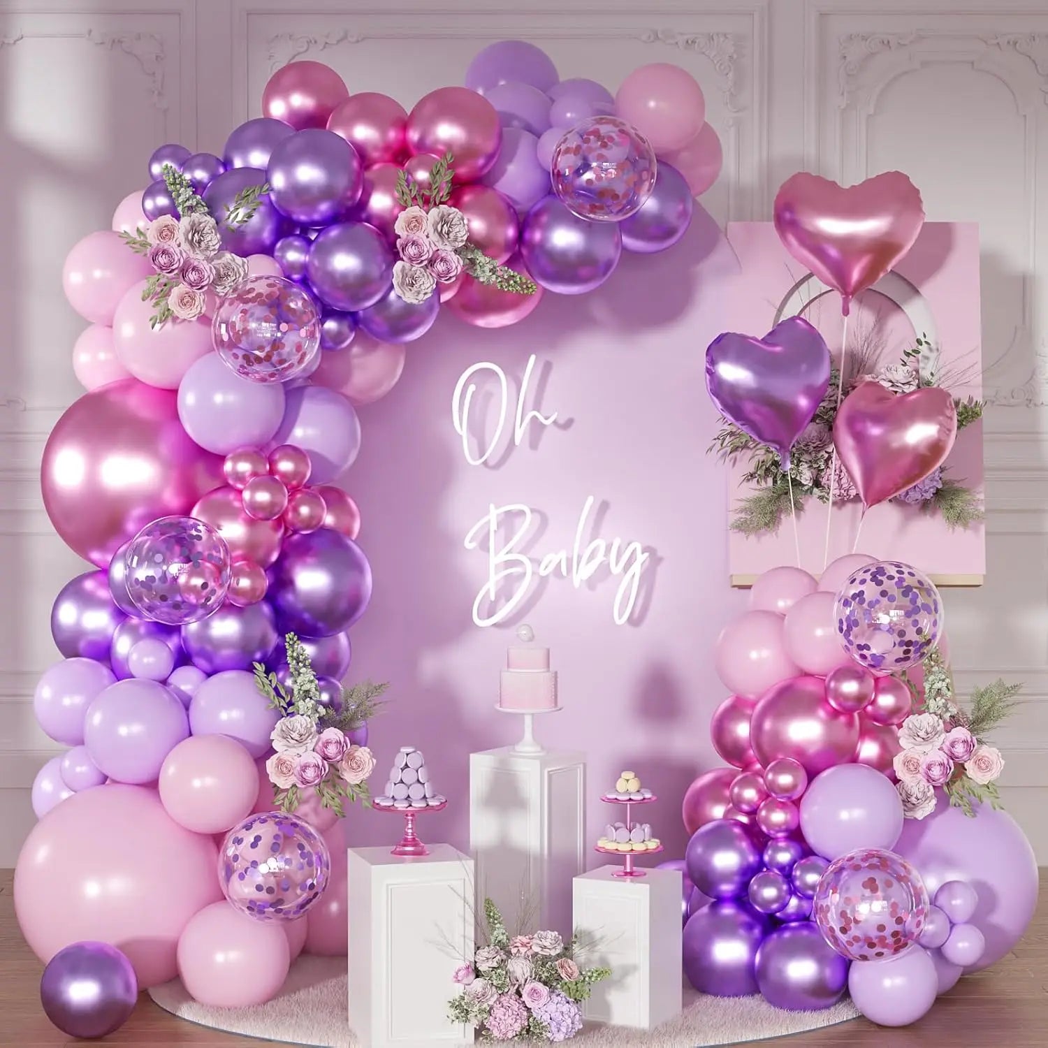 Pink & Purple Balloon Garland Arch Kit — Birthday, Bridal & Baby Shower Decor