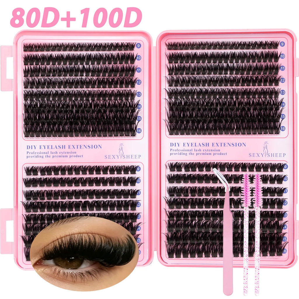 DIY Cluster Lash Extensions Kit — Reusable Wispy Faux Mink Lashes