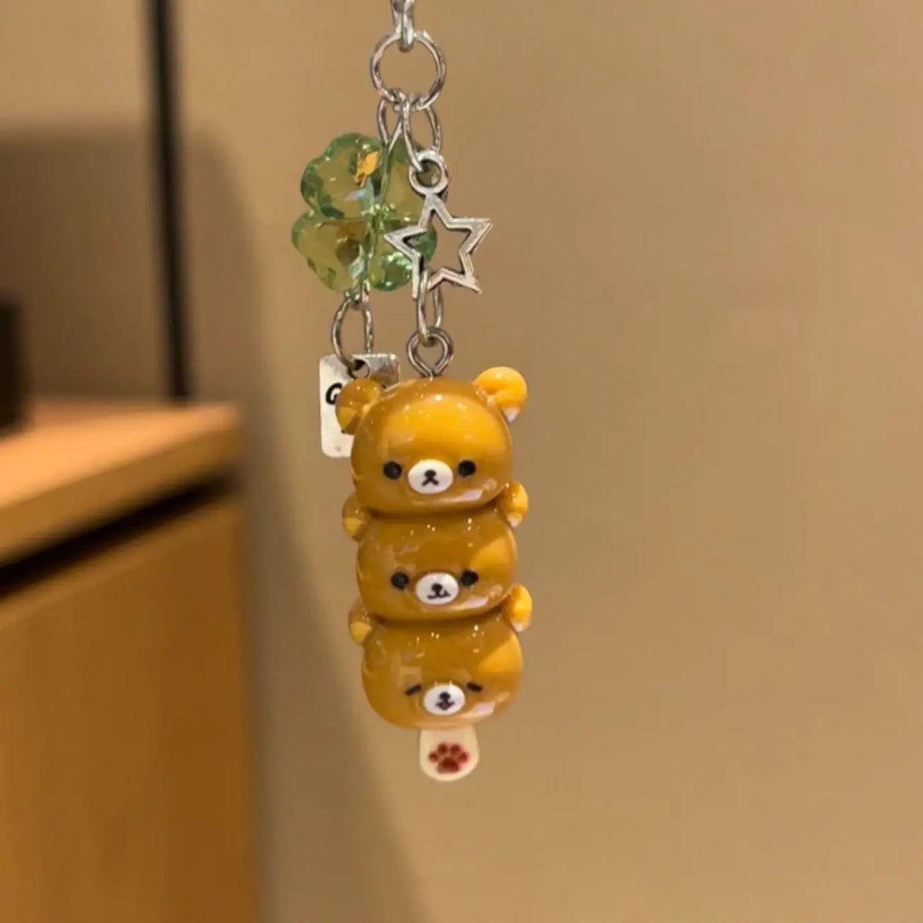 Cute Bear Phone Charm Keychain — Kawaii Bag Charm for Keys, AirPods & Phone