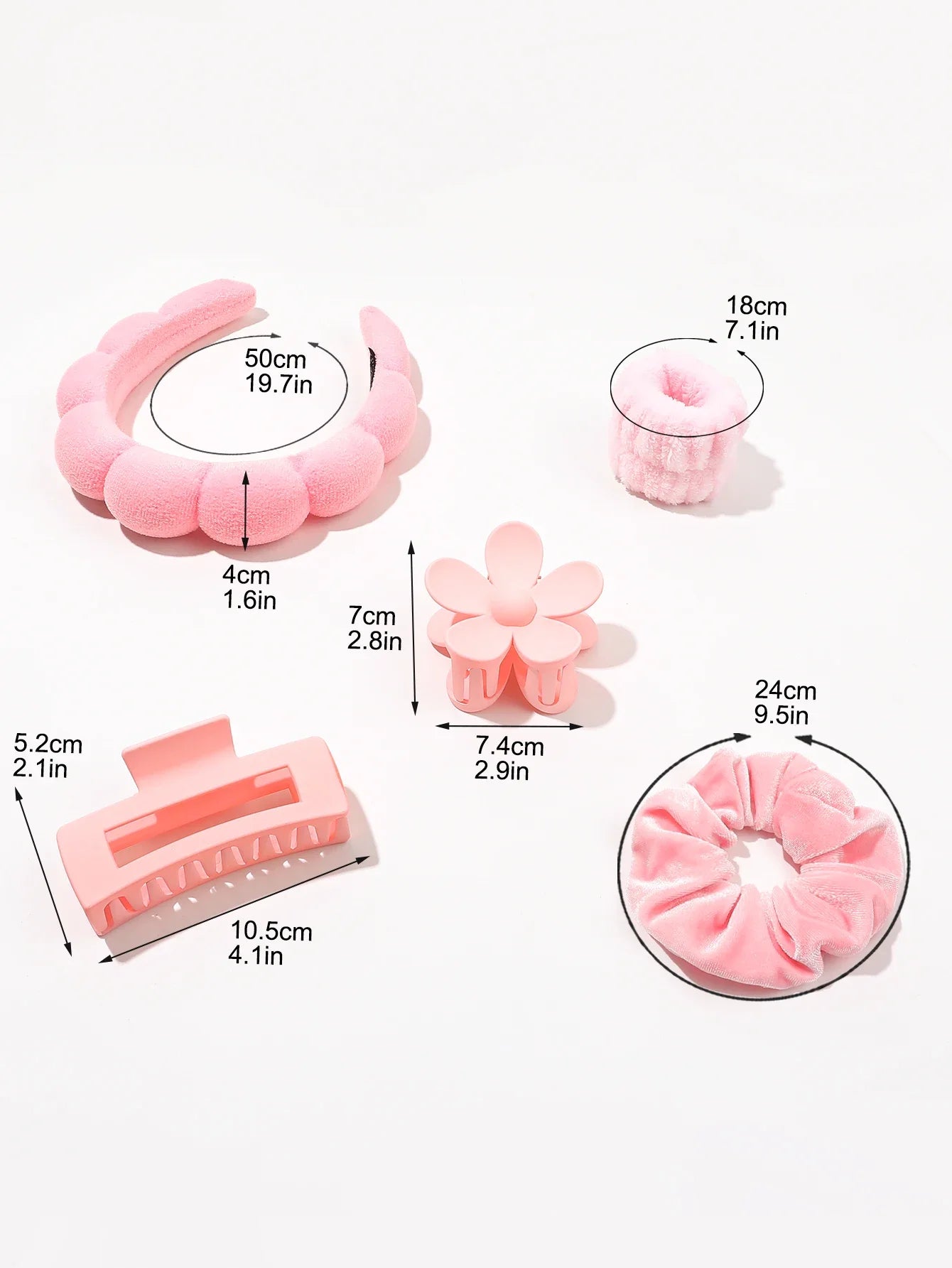 Spa Headband & Scrunchie Set (7-Piece) — Microfiber Makeup Wash Headband + Wrist Bands