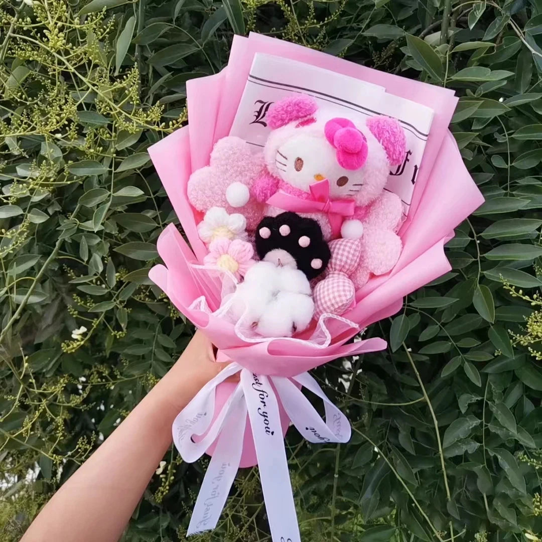 Hello Kitty Plush Rose Bouquet — Kawaii Sanrio Anime Flower Gift