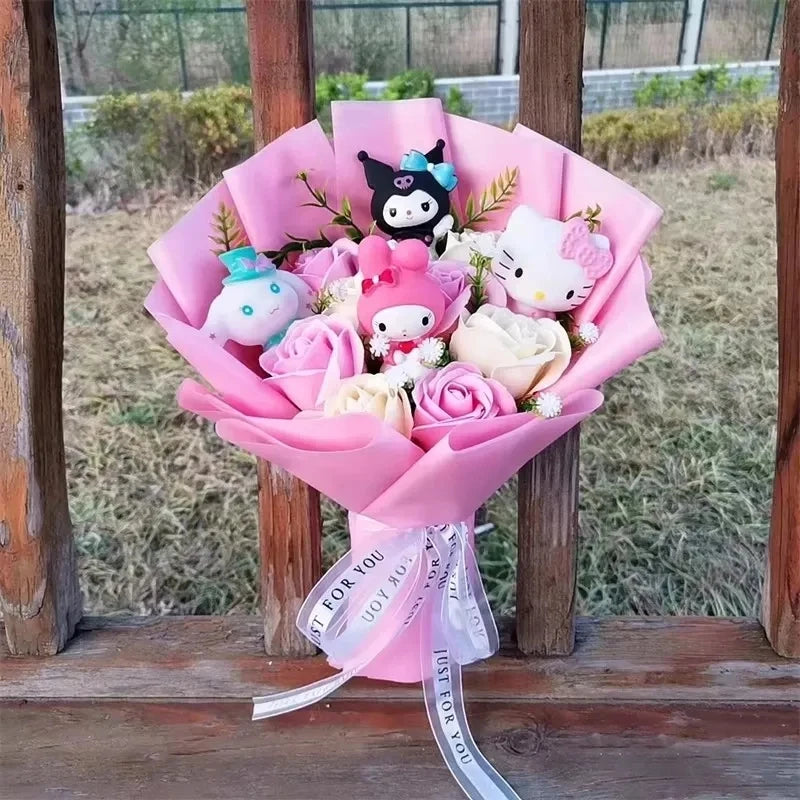 Hello Kitty Plush Rose Bouquet — Kawaii Sanrio Anime Flower Gift