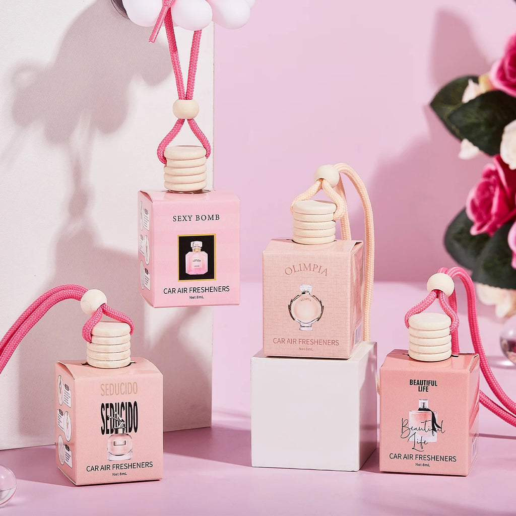 Pink Car Perfume Diffuser — Cute Hanging Car Fragrance Pendant