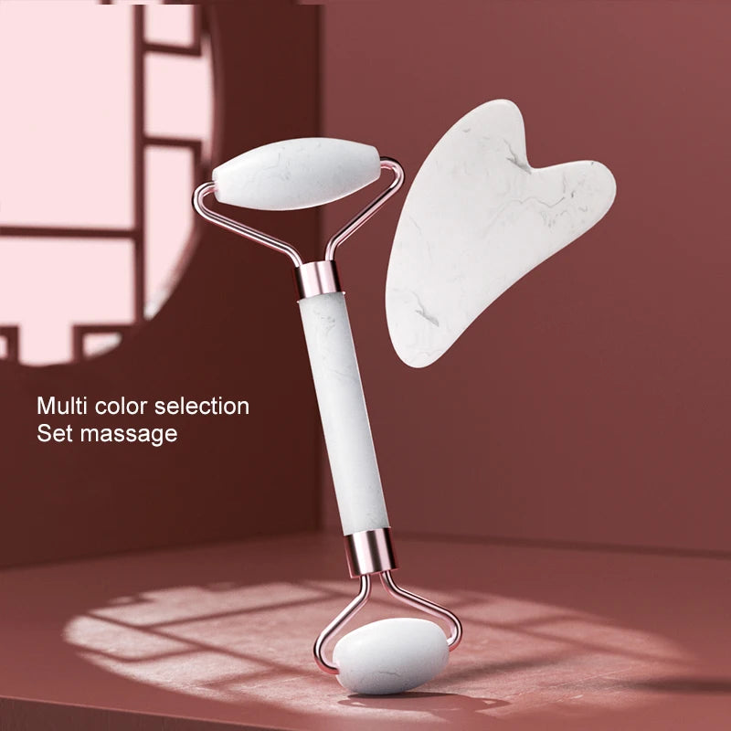 Facial Roller & Gua Sha Tool — Face, Neck & Eye Massage Skincare Set