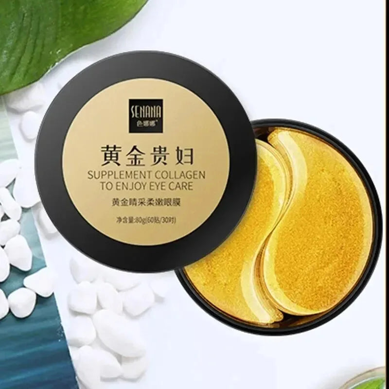 60-Pack Gold Collagen Under Eye Patches Hydrating Crystal Eye Mask Korean Skincare Anti-Fatigue