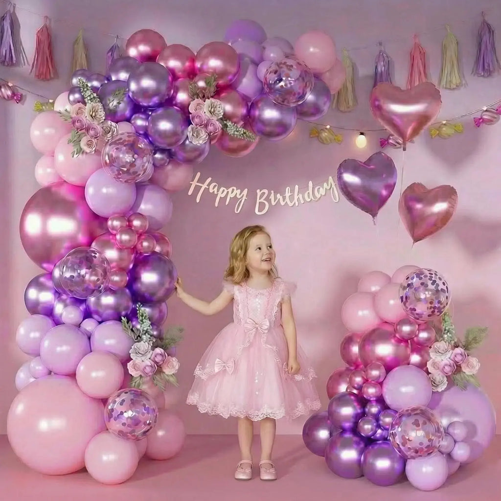 Pink & Purple Balloon Garland Arch Kit — Birthday, Bridal & Baby Shower Decor