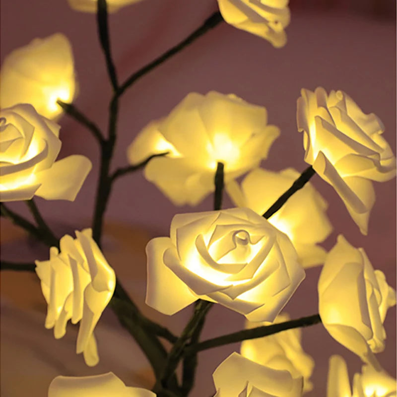 Rose Tree Night Light — LED String Table Lamp, Cute USB Room Decor