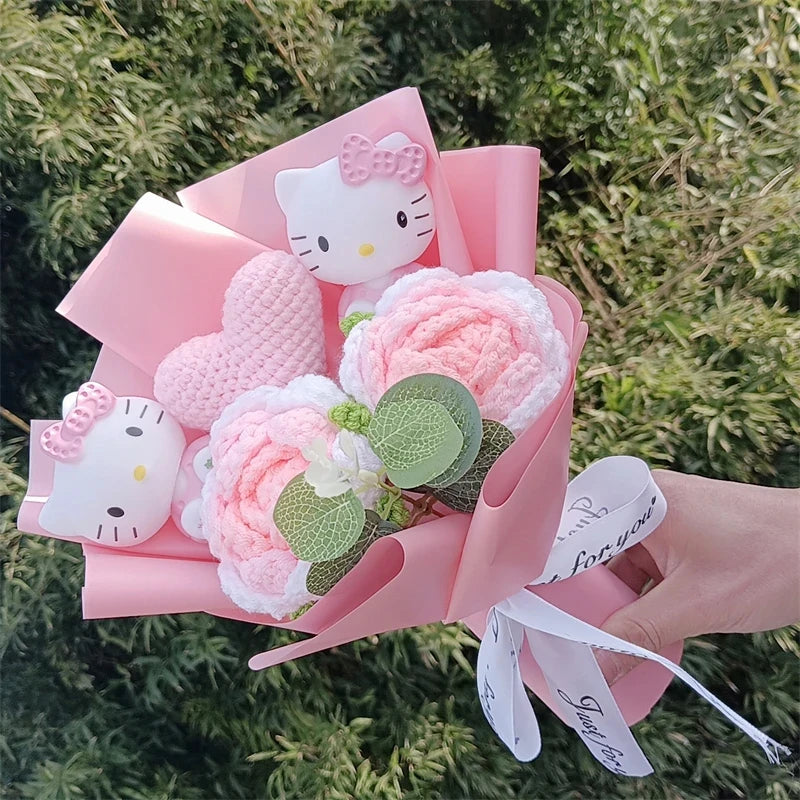 Hello Kitty Plush Rose Bouquet — Kawaii Sanrio Anime Flower Gift
