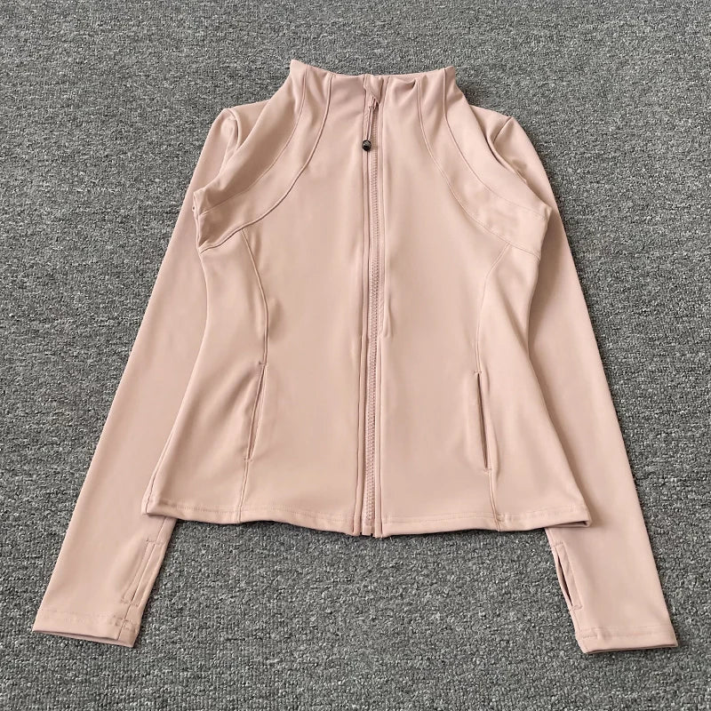 Quick-Dry Zip Yoga Jacket — Slim-Fit Breathable Running Top for Women