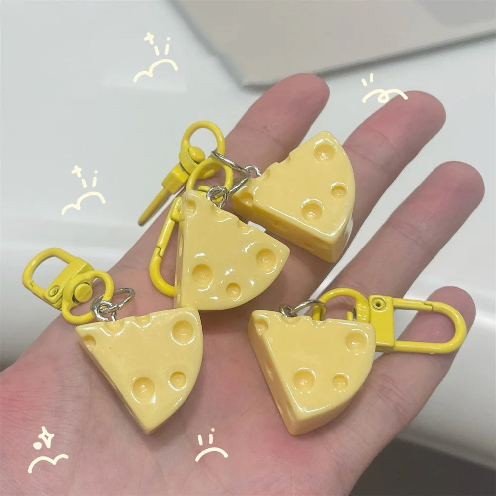 Kawaii Cheese Keychain — Cute Cheese Block Bag Charm & Key Ring