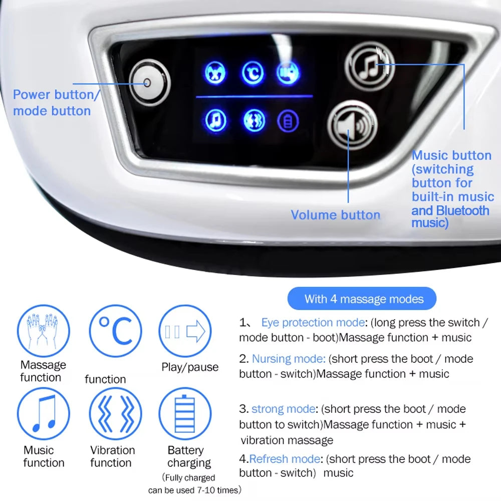 Smart Heated Eye Massager — Bluetooth Music, Foldable