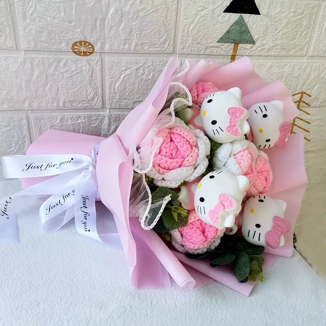 Hello Kitty Plush Rose Bouquet — Kawaii Sanrio Anime Flower Gift