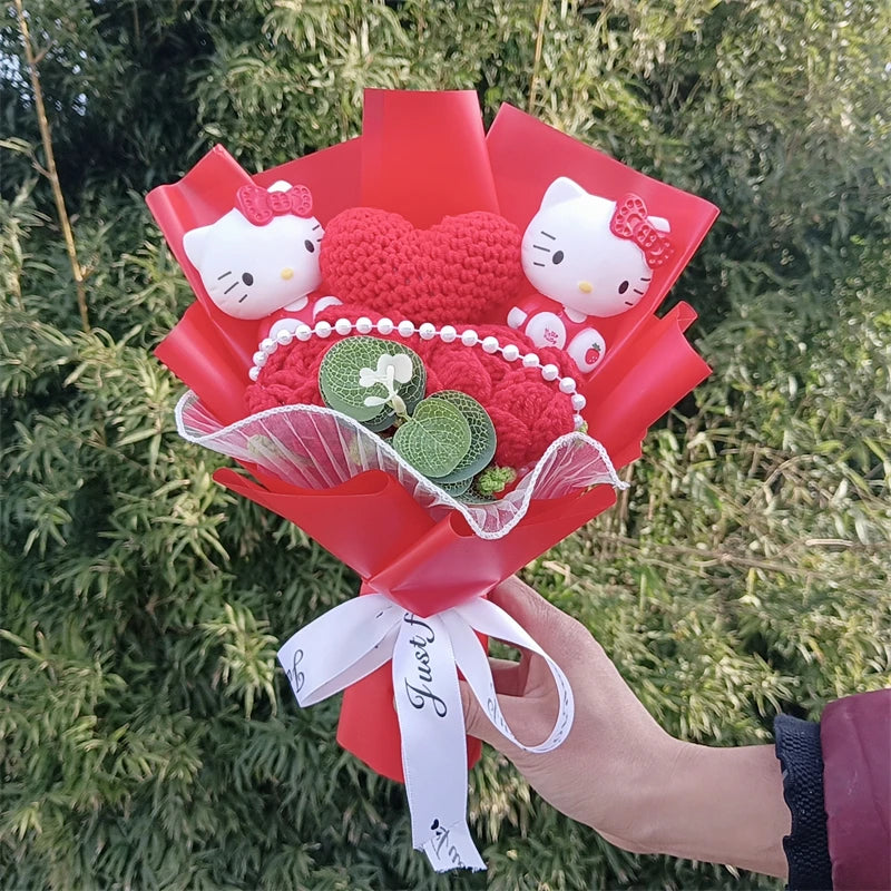 Hello Kitty Plush Rose Bouquet — Kawaii Sanrio Anime Flower Gift