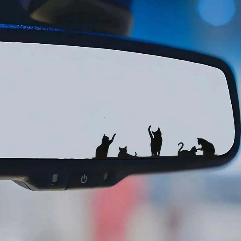 Cute Kitten Car Stickers — Kawaii Rearview Mirror Decals