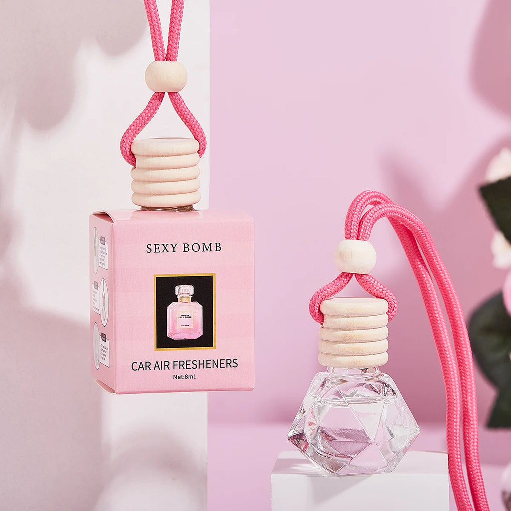 Pink Car Perfume Diffuser — Cute Hanging Car Fragrance Pendant