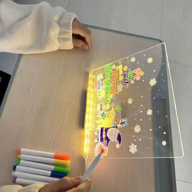 LED Glow Drawing Board — Light-Up Message Board with 7 Color Pens