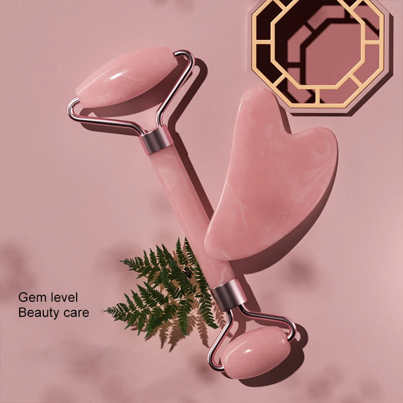 Facial Roller & Gua Sha Tool — Face, Neck & Eye Massage Skincare Set