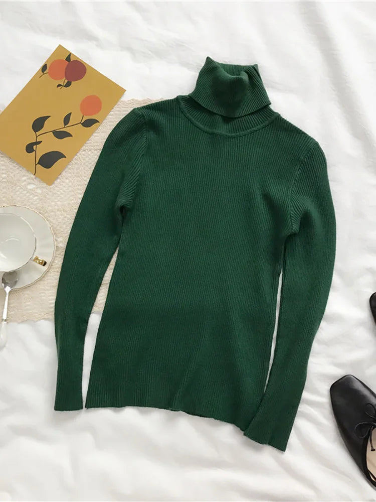 Slim Turtleneck Sweater — Soft Knit Pullover for Women, Fall & Winter