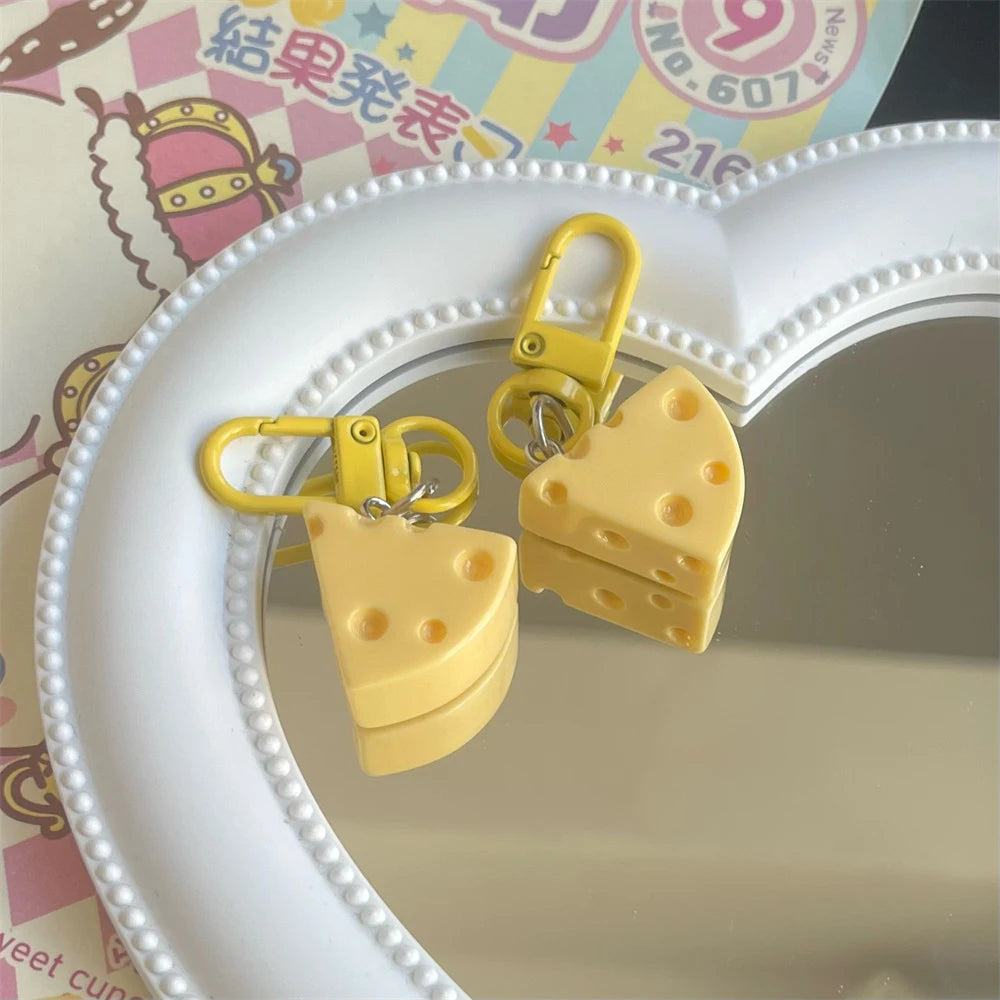 Kawaii Cheese Keychain — Cute Cheese Block Bag Charm & Key Ring
