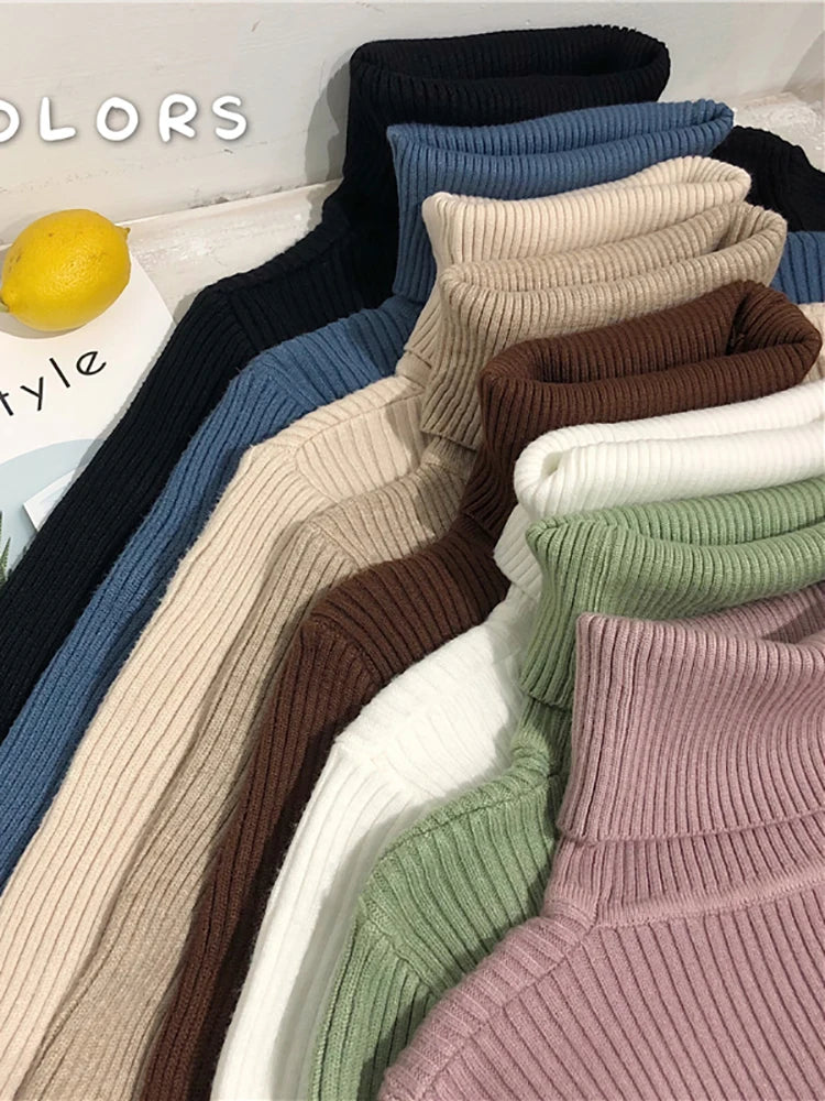 Slim Turtleneck Sweater — Soft Knit Pullover for Women, Fall & Winter