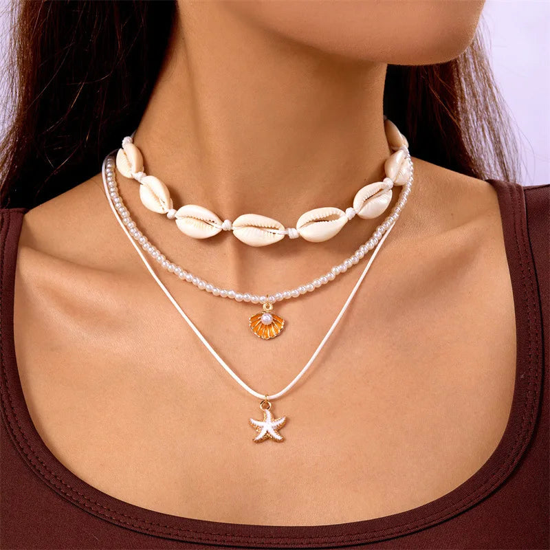 Gold Starfish & Shell Hair Clips (3-Pack) — Cute Coastal Duckbill Clips for Women