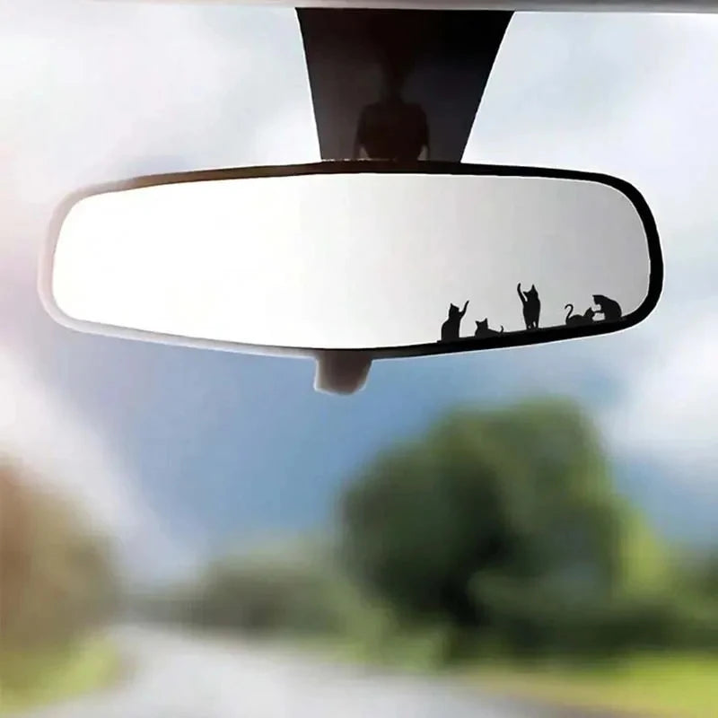 Cute Kitten Car Stickers — Kawaii Rearview Mirror Decals