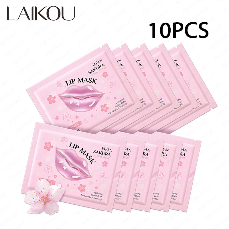 LAIKOU Overnight Lip Mask Patches 10-Pack Hydrating Repair Lighten Lip Lines Gel Pad
