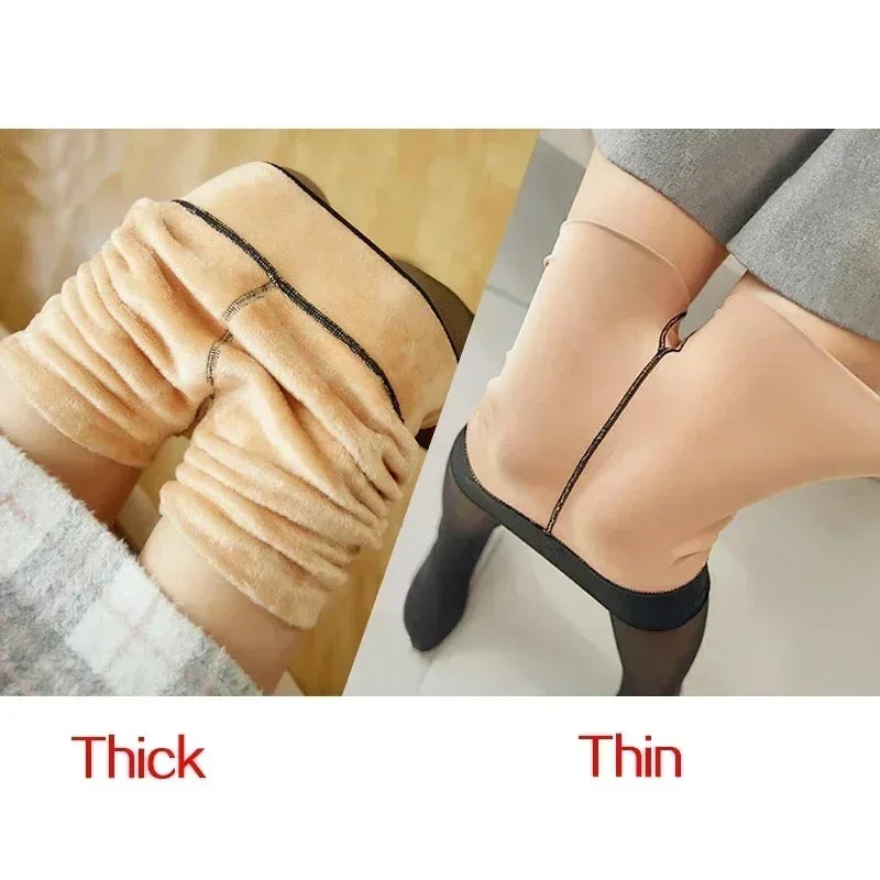 Fleece-Lined Thermal Tights — Warm Winter Fleece Leggings for Women